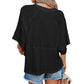 🔥50% OFF for a limited time🔥Women's Solid Color Splicing Loose Five Points Flare Sleeve T-Shirt