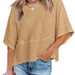 🔥50% OFF for a limited time🔥Women's Solid Color Splicing Loose Five Points Flare Sleeve T-Shirt