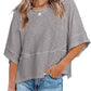 🔥50% OFF for a limited time🔥Women's Solid Color Splicing Loose Five Points Flare Sleeve T-Shirt
