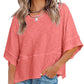 🔥50% OFF for a limited time🔥Women's Solid Color Splicing Loose Five Points Flare Sleeve T-Shirt