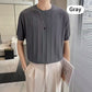 🔥 Hot sale 35% OFF🔥Men's Crew Neck Knit Short Sleeve Sweaters with Twist Pattern