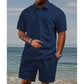 🔥40% OFF for a limited time🔥Men’s Diamond Pattern Turn-Down Collar Short Sleeve Top & Drawstring Shorts 2-Piece Set