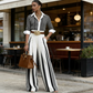 🔥40% OFF for a limited time🔥Women's Striped Shirt & Wide-Leg Pants 2-Piece Set