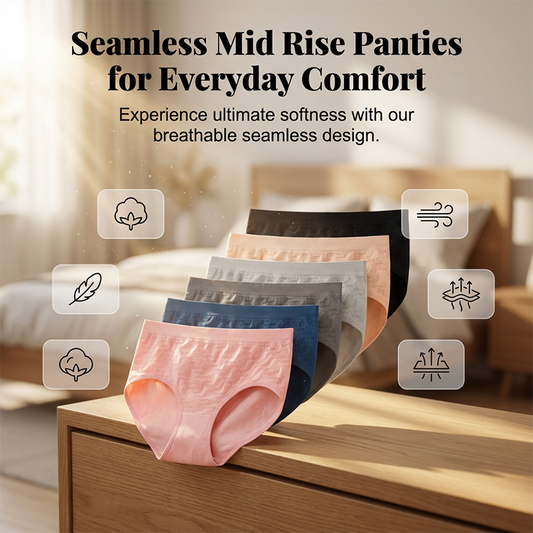 🔥 Hot sale 40% OFF🔥6-Pack Women's Mid-Rise Seamless Comfort Panties