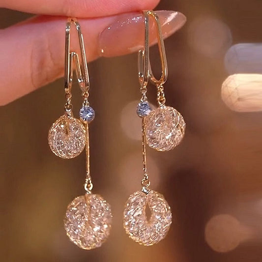 🔥40% OFF for a limited time🔥Elegant Artificial Crystal Tassel Drop Earrings