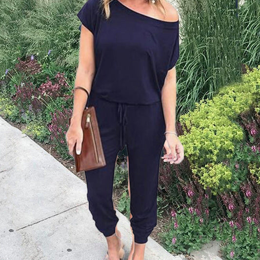 🔥2026 Hot sale 30% OFF🔥Women's Off Shoulder Elastic Waist Stretchy Jumpsuit