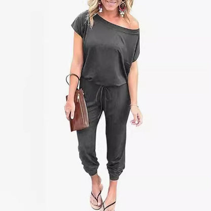 🔥2026 Hot sale 30% OFF🔥Women's Off Shoulder Elastic Waist Stretchy Jumpsuit