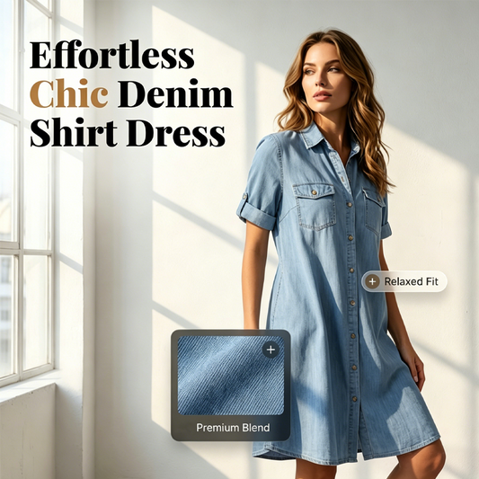 🔥2026 Hot sale 30% OFF🔥Women's Casual Denim Shirt Dress