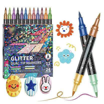 🔥 Hot sale 30% OFF🔥24 Colors Dual-Tip Glitter Marker Set