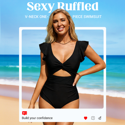 🔥2026 Hot sale 30% OFF🔥Sexy Ruffled V-Neck One-Piece Swimsuit