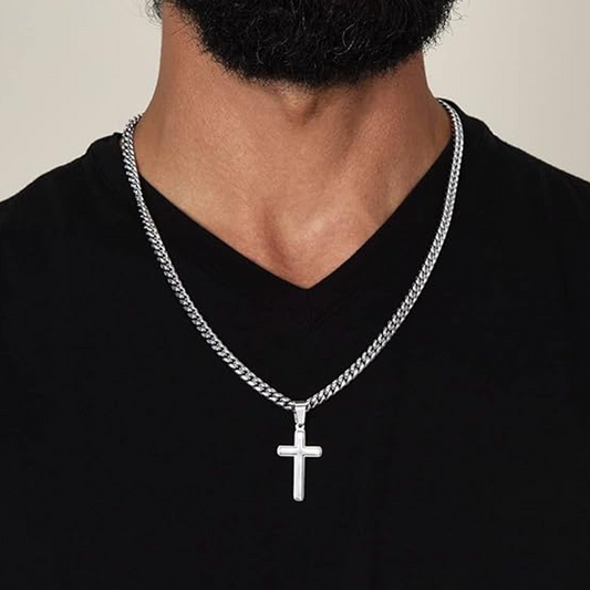 🔥 Hot sale 50% OFF🔥Men's Stainless Steel Cross Pendant Necklace