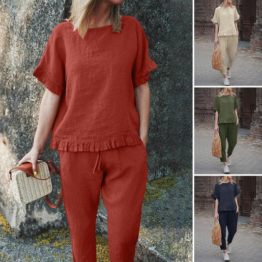 Women's Casual Top & Drawstring Pants 2-Piece Set