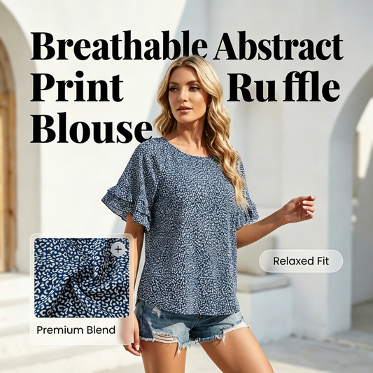 🔥 Hot sale 40% OFF🔥Women's Abstract Print Ruffle Sleeve Blouse