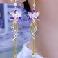 🔥 Hot sale 40% OFF🔥Elegant Purple Flower Tassel Earrings