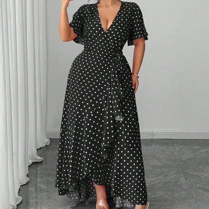 🔥2026 Hot sale 34% OFF🔥Women's Polka Dot V-Neck Maxi Dress