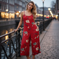 Women's Casual Spaghetti Strap Printed Jumpsuit