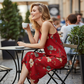 Women's Casual Spaghetti Strap Printed Jumpsuit