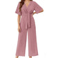 🔥 Hot sale 32% OFF🔥Women's Elegant V-Neck Wide Leg Waist Tie Jumpsuit
