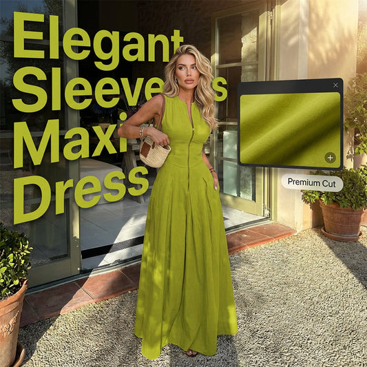🔥2026 Hot sale 30% OFF🔥Sleeveless Zip-Front A-Line Maxi Dress