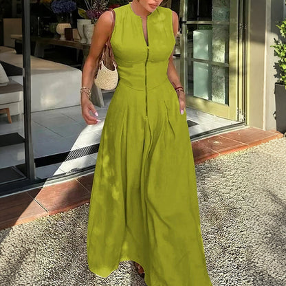 🔥2026 Hot sale 30% OFF🔥Sleeveless Zip-Front A-Line Maxi Dress
