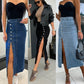 🔥2026 Hot sale 30% OFF🔥Stylish Button Closure Split Denim Bodycon Skirt