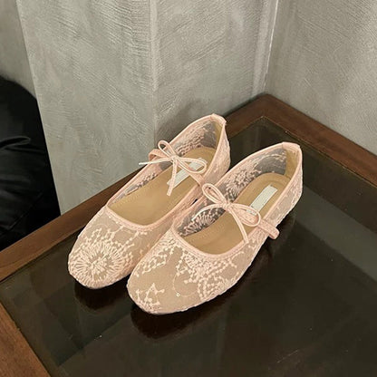 🔥40% OFF for a limited time🔥Elegant Mesh Ballet Shoes with Bow