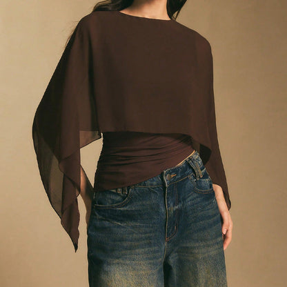 🔥 Hot sale 40% OFF🔥Women's Elegant Chiffon Cape Sleeve Top