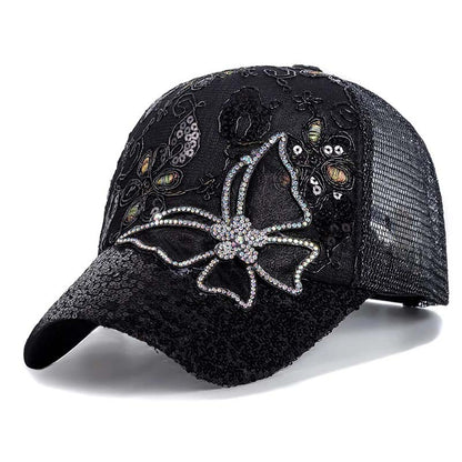 📢📢30% OFF !! ⏰Rhinestone Butterfly Sequin Baseball Cap