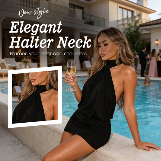 🔥50% OFF for a limited time🔥Sexy Halter Backless Bodycon Mini Dress