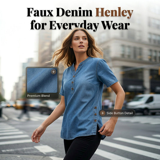 📢📢40% OFF !! ⏰Women's Breathable Casual Denim Look Top