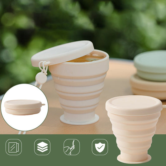 📢📢30% OFF !! ⏰Silicone Collapsible Travel Cup with Lid & Lanyard