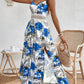 📢📢30% OFF !! ⏰Women’s Floral Print High Slit Spaghetti Strap Flowy Dress
