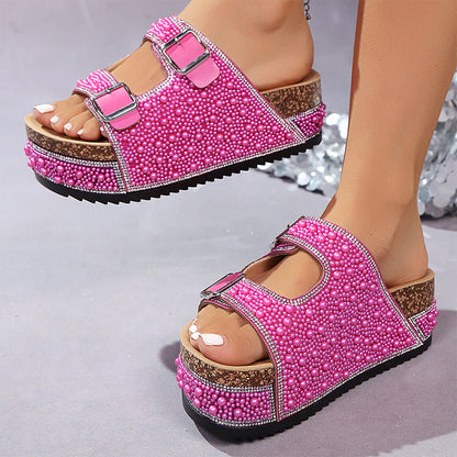 🔥2026 Hot sale 30% OFF🔥Double Buckle Strap Cork Slide Sandals