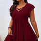 📢📢35% OFF !! ⏰Women's V-Neck Ruffle Trim Dress