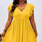 📢📢35% OFF !! ⏰Women's V-Neck Ruffle Trim Dress