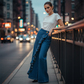 📢📢30% OFF !! ⏰Women’s Asymmetrical Ruffle Wide-Leg Denim Pants
