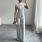 📢📢35% OFF !! ⏰Elegant Mock Neck Top & Wide-Leg Pants 2-Piece Set