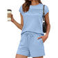 📢📢30% OFF !! ⏰Women's Pintuck T-Shirt & Drawstring Shorts 2-Piece Set