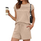 📢📢30% OFF !! ⏰Women's Pintuck T-Shirt & Drawstring Shorts 2-Piece Set