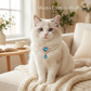 📢📢50% OFF !! ⏰Pet Pearl Necklace with Heart Gem Pendant