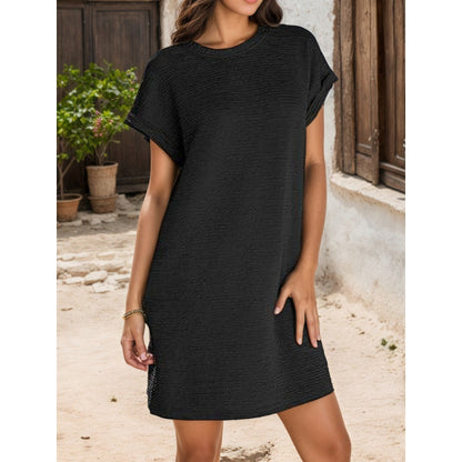 📢📢40% OFF !! ⏰Women's Relaxed Roll Sleeve Pocket Dress