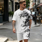📢📢40% OFF !! ⏰Men's Graphic Print T-Shirt & Shorts Set