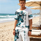 📢📢40% OFF !! ⏰Men's Graphic Print T-Shirt & Shorts Set