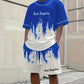 📢📢40% OFF !! ⏰Men's Graphic Print T-Shirt & Shorts Set