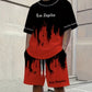 📢📢40% OFF !! ⏰Men's Graphic Print T-Shirt & Shorts Set