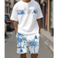 📢📢40% OFF !! ⏰Men's Graphic Print T-Shirt & Shorts Set