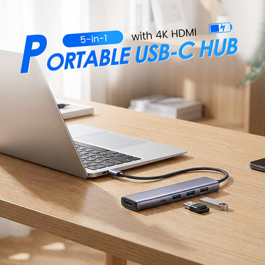 📢📢40% OFF !! ⏰Portable 5-in-1 USB-C Hub with 4K HDMI Output