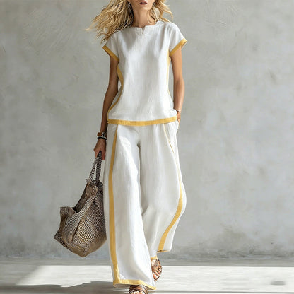 📢📢35% OFF !! ⏰Women's Casual 2-Piece Set with Contrast Trim