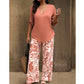 📢📢50% OFF !! ⏰Women's V-Neck Blouse & Printed Wide-Leg Pants Set