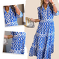 📢📢40% OFF !! ⏰Women’s Geometric Print V-Neck Maxi Dress
